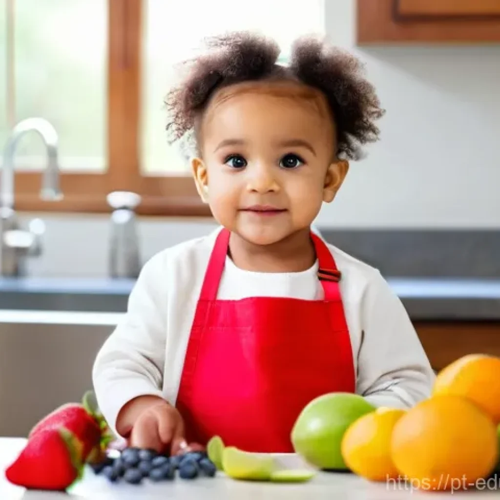 아이와 함께하는 요리 수업의 효과적인 진행 방법 - **"A Curious Little Baker's First Mix"**
A bright, clean kitchen, filled with warm, natural ligh...